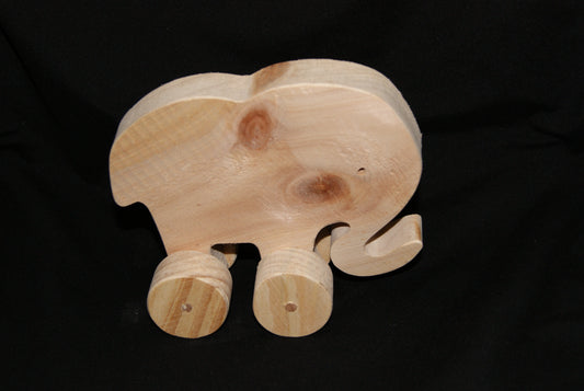 Handcrafted wooden animal Elephant  toy on wheels